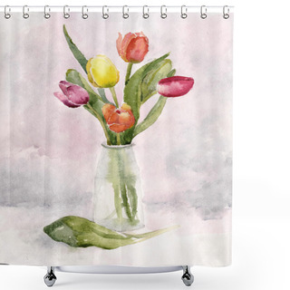 Personality  Still Life Vase With Tulips Shower Curtains