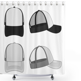 Personality  Trucker Cap / Mesh Cap Template Illustration Set Shower Curtains