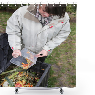 Personality  Woman Making A Compost Shower Curtains