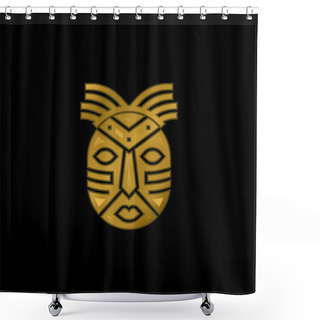 Personality  African Mask Gold Plated Metalic Icon Or Logo Vector Shower Curtains