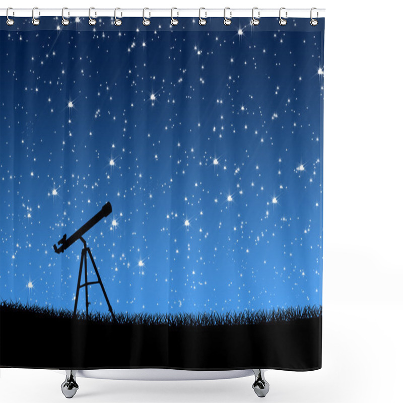 Personality  Telescope On The Grass Under The Stars Shower Curtains