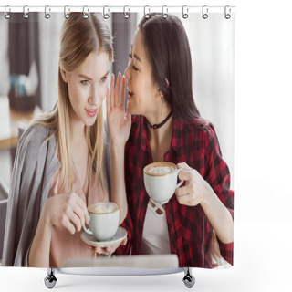 Personality  Young Women Drinking Coffee  Shower Curtains