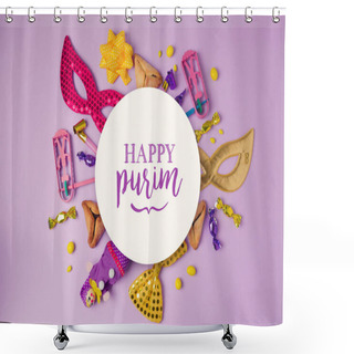 Personality  Purim Holiday Concept With White Paper Circle  Shower Curtains