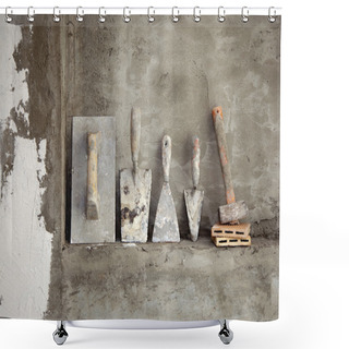 Personality  Aged Construction Cement Mortar Used Tools Shower Curtains