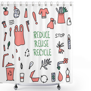 Personality  Reduce Reuse Recycle Concept. Vector Design. Shower Curtains
