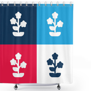 Personality  Alpine Forget Me Not Blue And Red Four Color Minimal Icon Set Shower Curtains