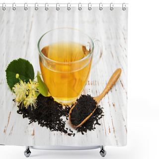 Personality  Cup Of Herbal Tea With Linden Flowers Shower Curtains