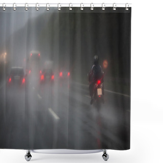 Personality  Traffic On A Motorway At Heavy Rain Shower Curtains