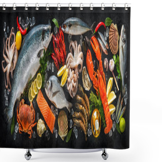 Personality  Fresh Fish And Seafood Shower Curtains