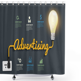 Personality  Bulb With Socket And Lettering Shower Curtains