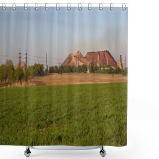 Personality  Coal Mine In Wheaten Crops. Shower Curtains