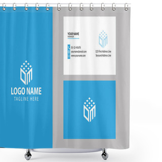 Personality  Property And Construction DM Logo Design For Business Corporate Sign With Creative Modern Trendy With A Minimal Business Card. Cube DM Logo Design Shower Curtains