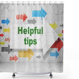 Personality  Education Concept: Arrow With Helpful Tips On Grunge Wall Background Shower Curtains