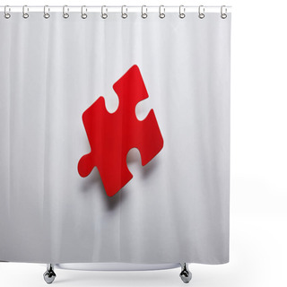 Personality  Top View Of Red Puzzle Problem Solution Symbol On Grey Background  Shower Curtains