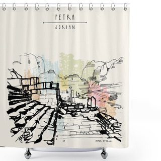 Personality  Tourist Postcard With Petra Historical Site Shower Curtains