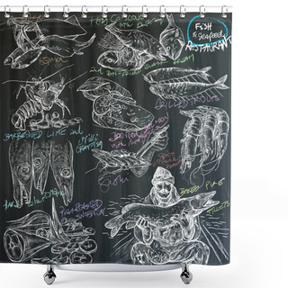 Personality  (blackboard) Food - Fish And Seafood Restauration Shower Curtains