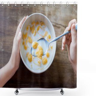 Personality  Child Eating Corn Flakes Shower Curtains