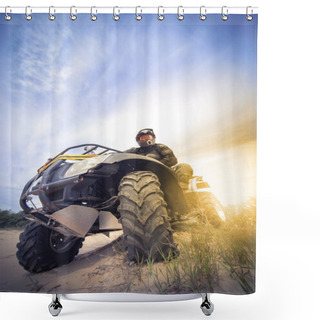 Personality  Racing ATV Is Sand.  Shower Curtains