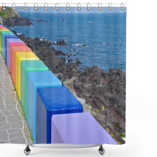 Personality  Beautiful Rainbow Road On An Island In South Korea Shower Curtains