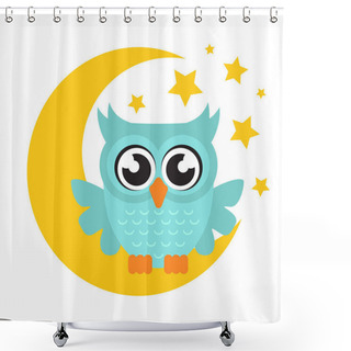 Personality  Cartoon Owl On The Moon Shower Curtains