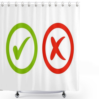Personality  Check Mark - Checkmark OK And Red X. YES And NO Button For Vote In Circle. Green And Red Cross & Check Mark Icons. Shower Curtains