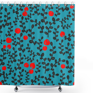 Personality  Seamless Pattern With Forest Berries. Shower Curtains