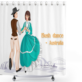 Personality  Australian Couple Performing Bush Dance Of Australia Shower Curtains