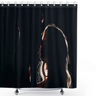 Personality  Silhouettes Of Sensual Heterosexual Couple Kissing In Dark Shower Curtains