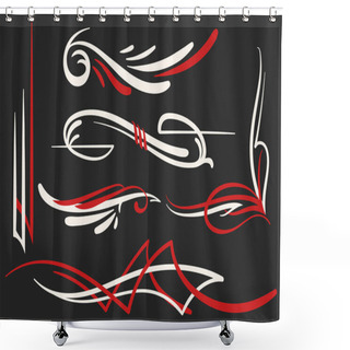 Personality  Two Colored Pinstriping Ornaments Set Shower Curtains