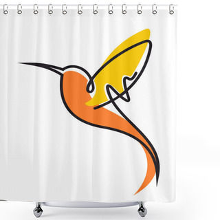 Personality  Flying Hummingbird In Yellow And Orange Shower Curtains