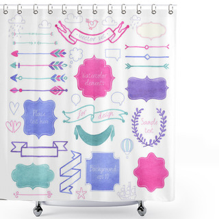 Personality  Vector Watercolor Design Elements. Shower Curtains