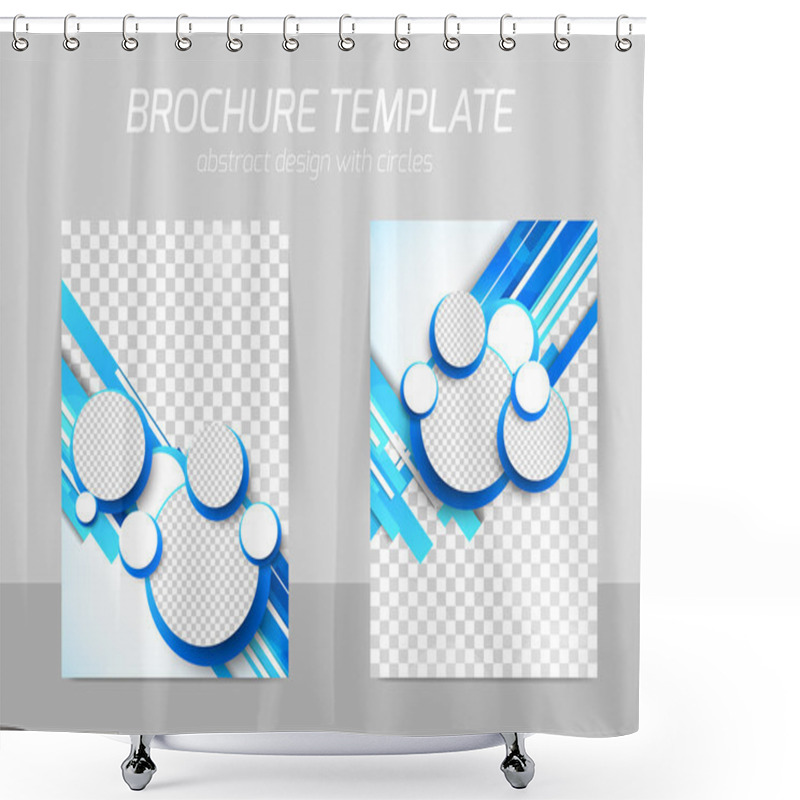 Personality  Blue Brochure With Circles Shower Curtains