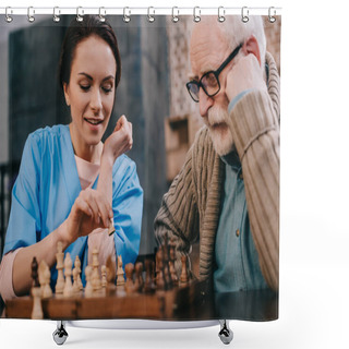 Personality  Playing Chess Shower Curtains