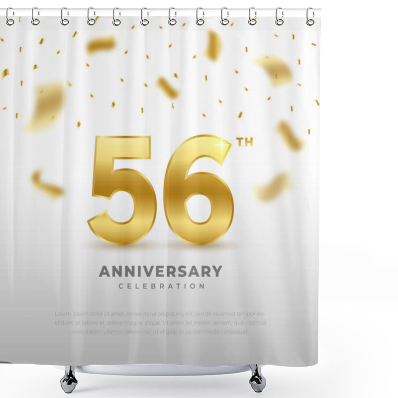 Personality  56th Anniversary Celebration With Gold Glitter Color And White Background. Vector Design For Celebrations, Invitation Cards And Greeting Cards. Shower Curtains