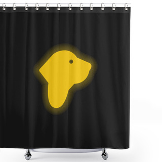 Personality  Basset Hound Yellow Glowing Neon Icon Shower Curtains