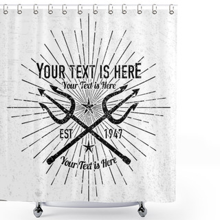 Personality  Vintage Trident Logo With Sunburst  Shower Curtains