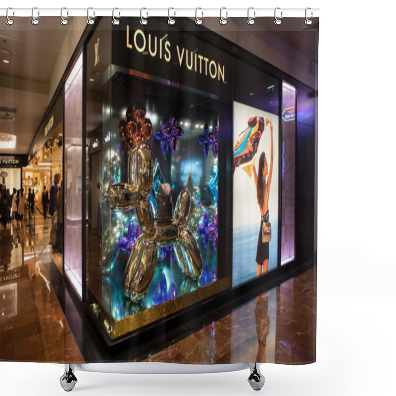 Personality  Showcase Of Famous Designer Bag Brand Louis Vuitton Shower Curtains