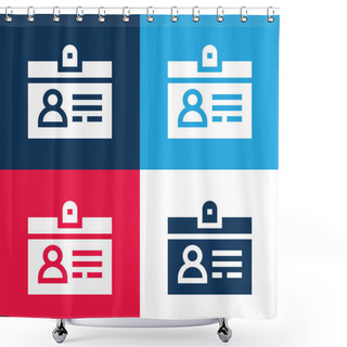 Personality  Accreditation Blue And Red Four Color Minimal Icon Set Shower Curtains