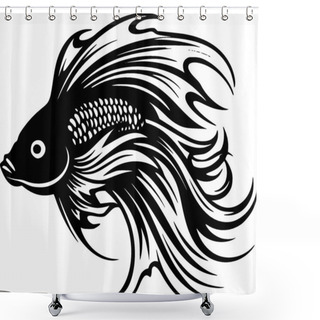 Personality  Fish - Minimalist And Flat Logo - Vector Illustration Shower Curtains