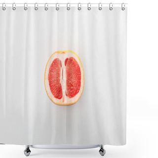 Personality  Top View Of Grapefruit Half On White Background Shower Curtains