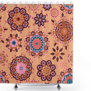 Personality  Ethnic Pattern In Pastel Color With Stylized Flowers Shower Curtains