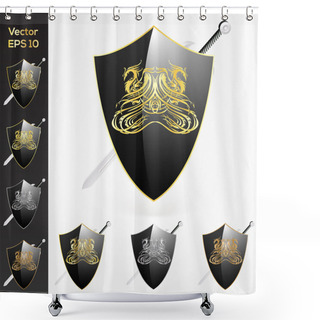 Personality  Axe And Shield Collection Shower Curtains