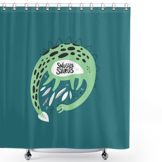 Personality  Cute Dinosaur Color Hand Drawn Vector Character Shower Curtains