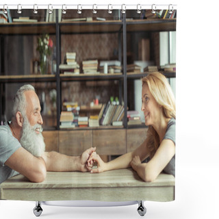 Personality  Middle Aged Couple Holding Hands Shower Curtains