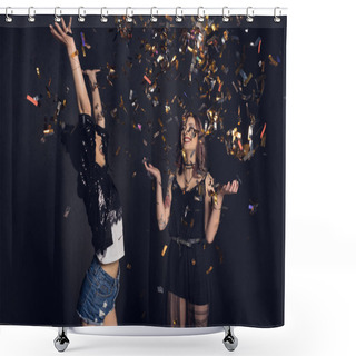 Personality  Young Women With Confetti  Shower Curtains