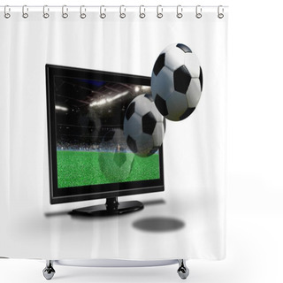 Personality  Soccer Ball Flying Out From LCD Screen Shower Curtains