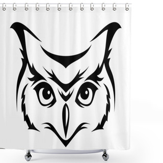 Personality  Head Of Horned Owl. Vector Illustration. Shower Curtains