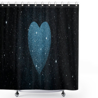 Personality  Stars In Heart Shape Over Blue Night Sky Background Shower Curtains
