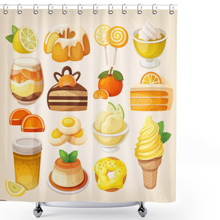 Personality  Colorful Lemon And Orange Desserts Shower Curtains