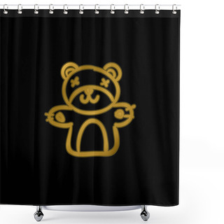 Personality  Bear Toy Gold Plated Metalic Icon Or Logo Vector Shower Curtains
